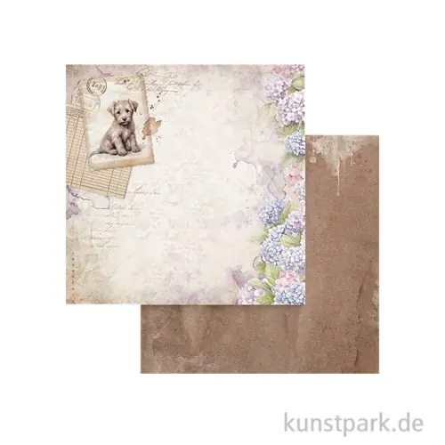 Top-Qualität Stamperia Scrappapier - Quiet Days Dog Postcard, 30,5 x 30,5 cm