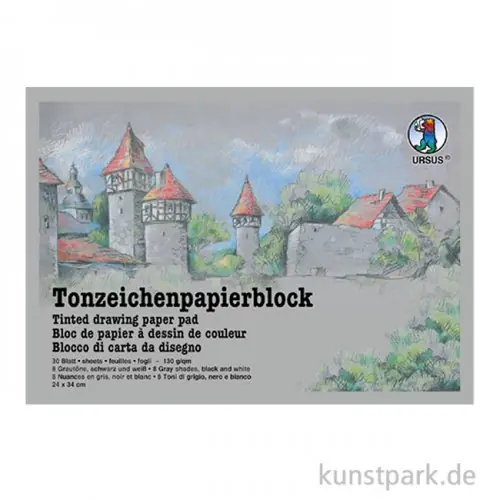 Tonzeichenpapier Block Grautöne, 24 x 34 cm, 30 Blatt, 130g Schnäppchen