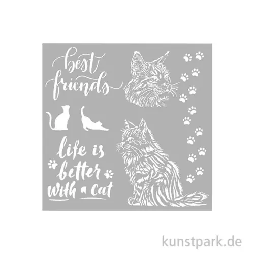 Stamperia Schablone - Orchids and Cats Best Friends, 18 x 18 cm Sichere Zahlung