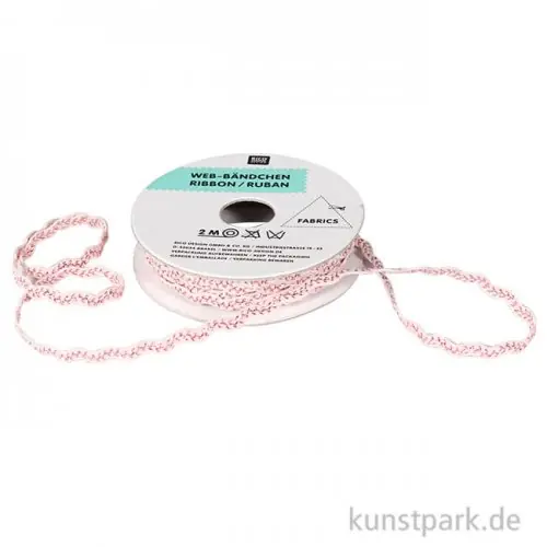 Wellen Band - Bestickt, Puderrosa & Glitzer, 2 m Top-Preis