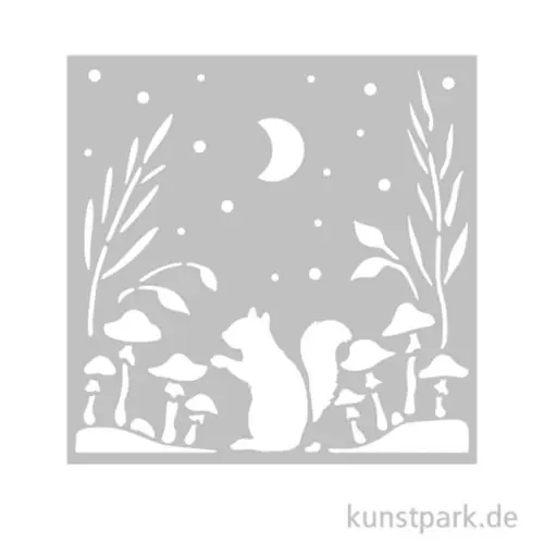 Großhandel Stamperia Schablone - Herbarium Silvae Squirrel, 12 x 12 cm