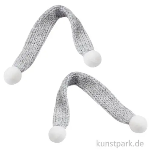 Begrenztes Angebot Miniatur Schal, Hellgrau, ca. 15 cm, 2 Stück