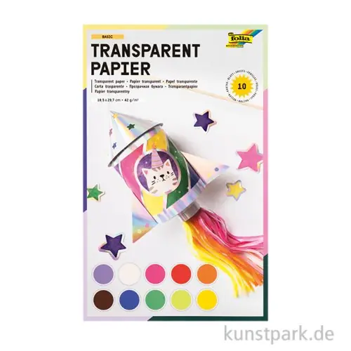 Transparentpapier Set, 18,5x29,7 cm, 42g, 10 Blatt farbig sortiert Bestpreis