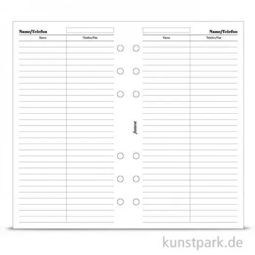Original FILOFAX Kalendereinlagen Name - Telefon