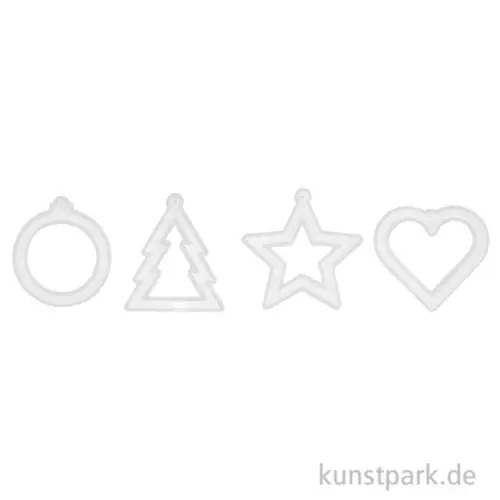Silikon Gießform - Weihnachtsanhänger, 4 Motive Nur Heute