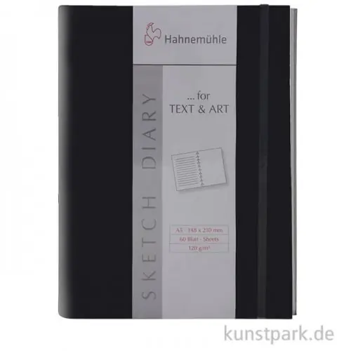Hahnemühle SKETCH DIARY, 60 Blatt, 120g, schwarz DIN A5 Sichere Zahlung