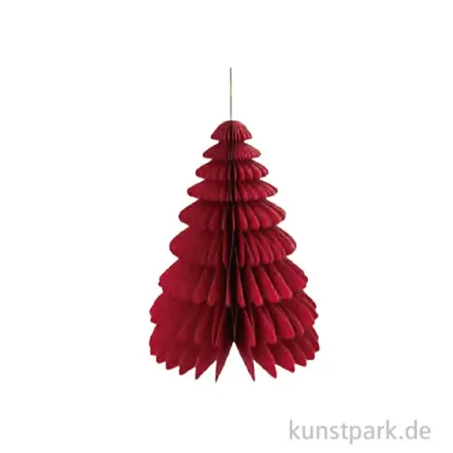 Wabenpapier Tannenbaum mit Hänger, Rot, 20 cm, 1 Stück Preis Gesenkt