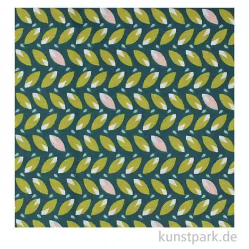 Jetzt Zugreifen Baumwollstoff - Blätter Grün - 1 m x 1,5 m