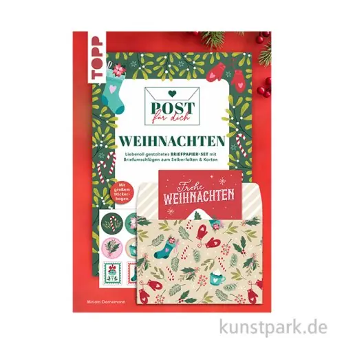 Handgefertigt Briefpapier Set - Post für dich, Weihnachtspost, Topp Verlag