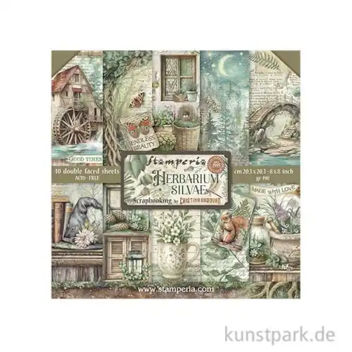 Zertifiziert Stamperia Scrapbooking Pad - Herbarium Silvae, 20,3 x 20,3 cm