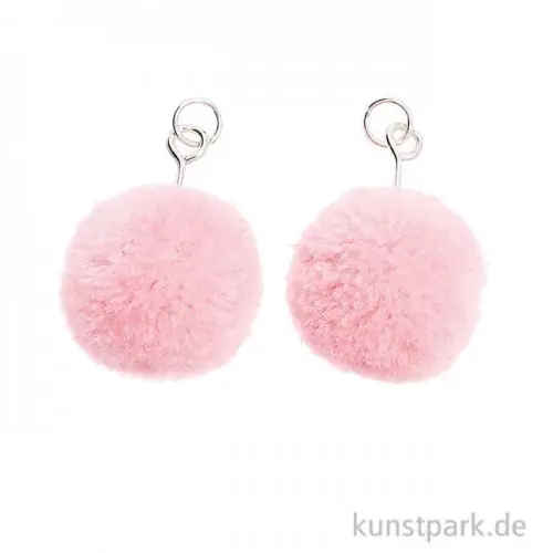 Echt Anhänger Pompons - Rosa, 2er Set