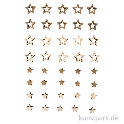 Holz Streudeko Sterne, Natur, 1-2 cm Durchmesser, 40 Stück Aktuell