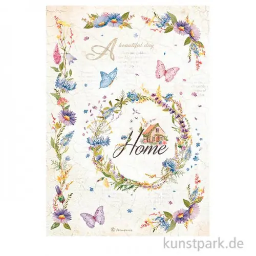 Mengenrabatt Stamperia Reispapier - Create Happiness Welcome Home Garland, DIN A4