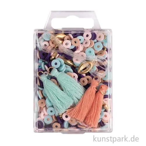 Geld-Zurück-Garantie Heishi Perlen Set mit Schmuckzubehör, Arabisch Blau