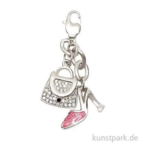 Gratis Versand Anhänger Pumps und Tasche - Rosa mit Strass