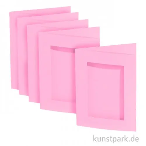 Passepartoutkarten rechteckig - Rosa, 10,5x15cm, 5 Stück mit Kuvert Rabatt