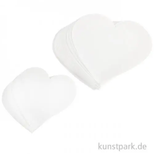 Herzen aus Papier, zwei Größen 6-8 cm, ausgestanzt, 50 Stück weiß Ausverkauf