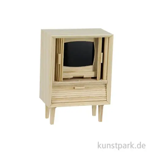 Miniatur Fernsehschränkchen, Holz, 58 x 35 x 83 mm Gleich Bestellen
