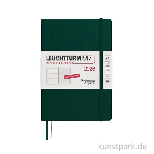 Abverkauf Leuchtturm Wochenkalender & Notizbuch 2026, DIN A5, Forest Green