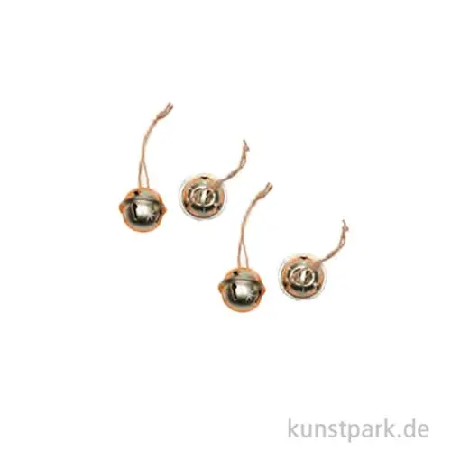 Angebot Metallglöckchen Weihnachtsanhänger Champagner, 4 Stück, 3 x 3 x 2,7 cm