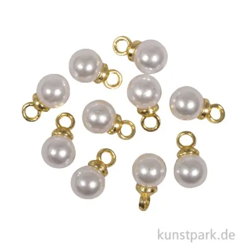 Weltweiter Versand Schmuck Mini-Anhänger Perle, Gold, 5 mm, 10 Stück