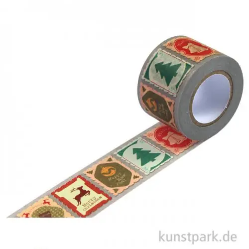 Motiv-Klebeband Washitape - Weihnachtskarten, 30 mm, 10 m Rolle Günstig
