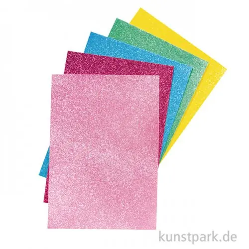 Glitzer-Filz - Bunt, 5 Stück Preisknaller