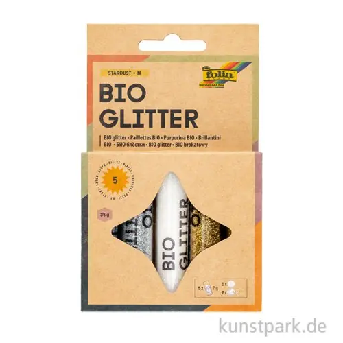 Glitter Mix STARDUST, Gold, Silber, Weiß, biologisch abbaubar, 5 x 7g Im Trend