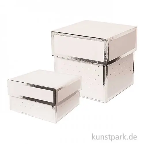 Geschenkschachtel Eckig - Weiß & Silber Handgefertigt