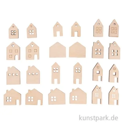 Holz Streuteile Mini Haus, Natur, 2,5-3,5 cm, 24 Stück Wochenendangebot