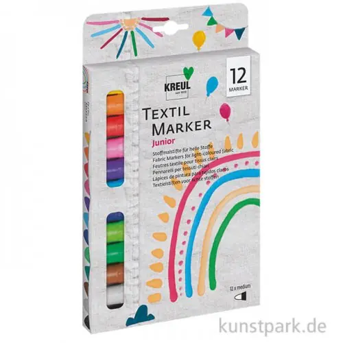 Rabatt KREUL Textil Marker medium Junior Set mit 12 Stoffmalstifte