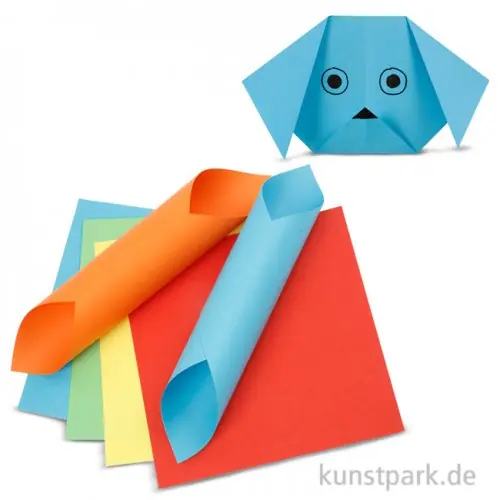 Solange Der Vorrat Reicht Origami Papier - Basisfarben 80g, 15x15 cm, 5 Farben sortiert