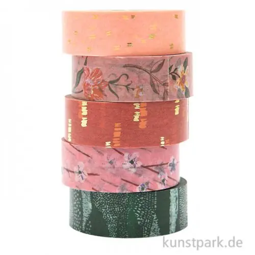Washi Tape Set - Nature Matters Blumen, 5 Stück, je 10 m Versand Am Gleichen Tag