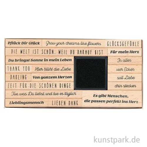 Finale Aktion Stempelset - La Vie en Rose, Poesiealbum, 19 Stempel + Stempelkissen