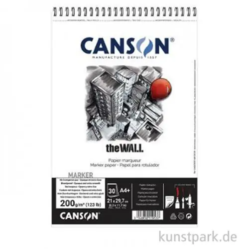 Canson The Wall Papier, Spiralblock, 30 Blatt, 200 g/m² Billig