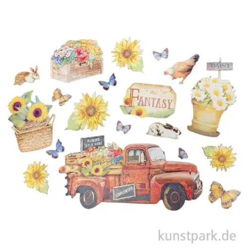 Stamperia Ephemera Aufkleber - Sunflower Art Elements + Flowers Letzte Chance