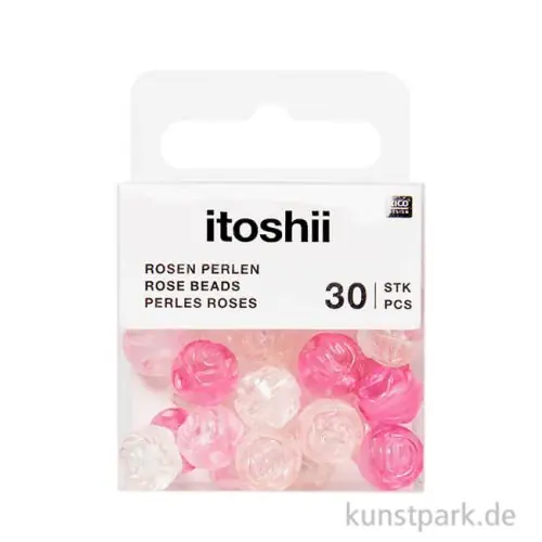 Rosen Perlen Rund, Irisierend Pink Transparent, 9 x 8 mm, 30 Stück Günstig