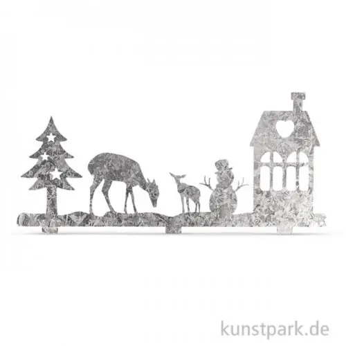 Winterlandschaft aus Metall, 19,1x8,2 cm Schnäppchen