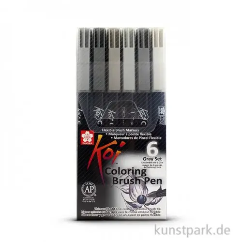 Jetzt Kaufen Sakura Koi Coloring Brush Pen Set - 6 Grautöne