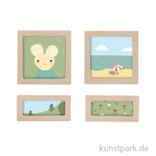 Super-Preis Miniatur Holz Bilderrahmen in 2 Größen, 4er Set