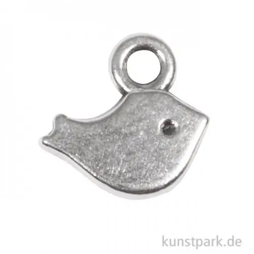 Schneller Versand Mini-Anhänger Metall - silberner Vogel, 6 Stück