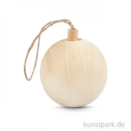 Weihnachtskugel aus hellem Holz mit Aufhänger Im Trend
