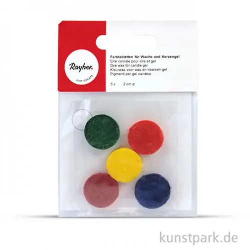 Farbtabletten für Wachs und Kerzengel, 5 Stück sortiert Neu Im Sortiment
