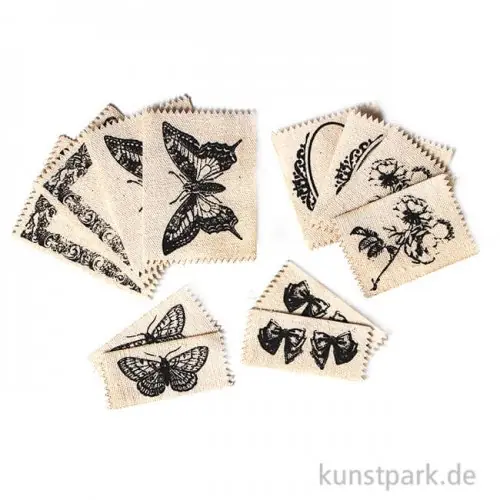 Sonderangebot Vintage Canvas Label - Natur, 12 Stück sortiert
