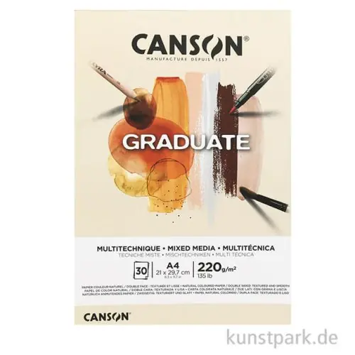 Markenprodukt Canson GRADUATE Mixed Media Papier - Natur, DIN A4, 30 Blatt, 220 g