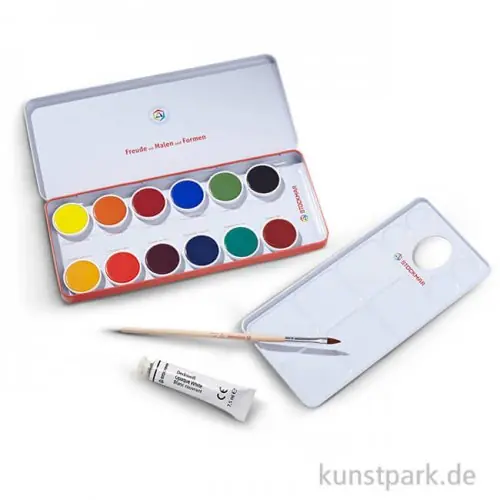 Stockmar Deckfarbkasten mit 12 Farben und Deckweiß Zertifiziert
