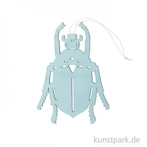 Blauer Aaskäfer aus Holz mit Hänger, Länge 12 cm Handgefertigt