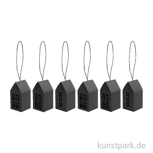 Papphäuser zum Aufhängen, Schwarz, 9 x 4,5 x 4,5 cm, 6 Stück Jetzt Zugreifen
