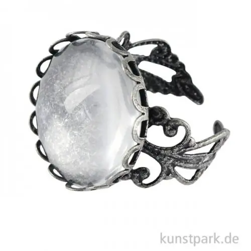Bestseller Ring mit Zierrand Vintage Collection - Rund, Durchmesser 2 cm mit Cabochon