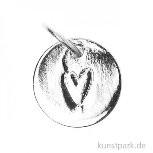 Schmuck-Anhänger Mini-Scheibe - Herzumriss, Silber Sichere Zahlung